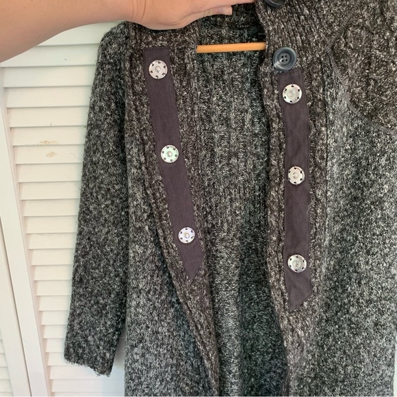 prAna Angelica Duster Cardigan Sweater Jacket Women S Gray Cable Knit Mid-Length - Picture 5 of 13